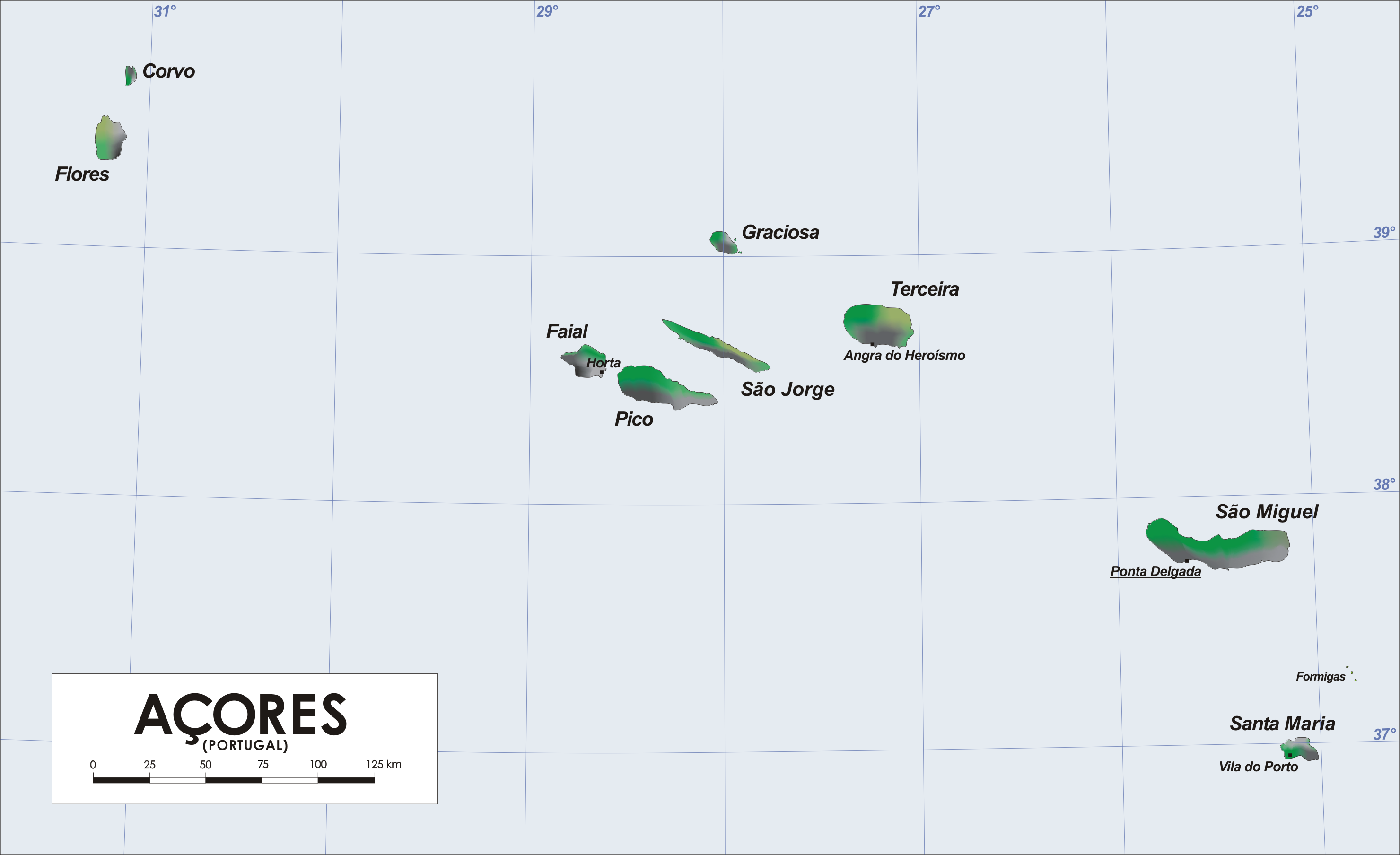 Mapa Las Azores 