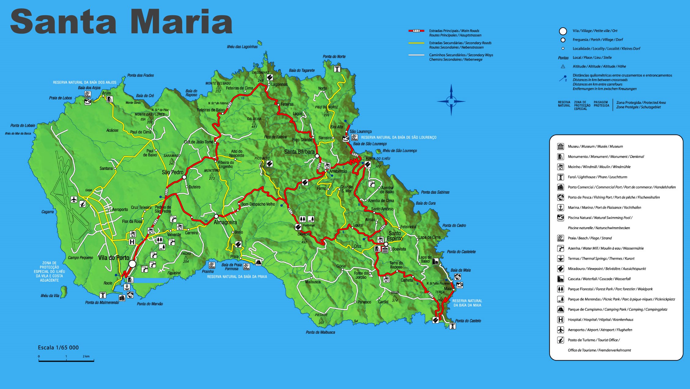 Mapa de la isla de Santa María en Azores