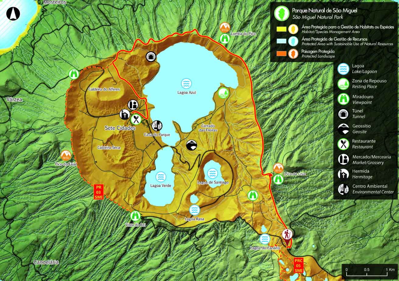 Mapa Ruta Mata do Canário - Sete Cidades - São Miguel PR4SMI