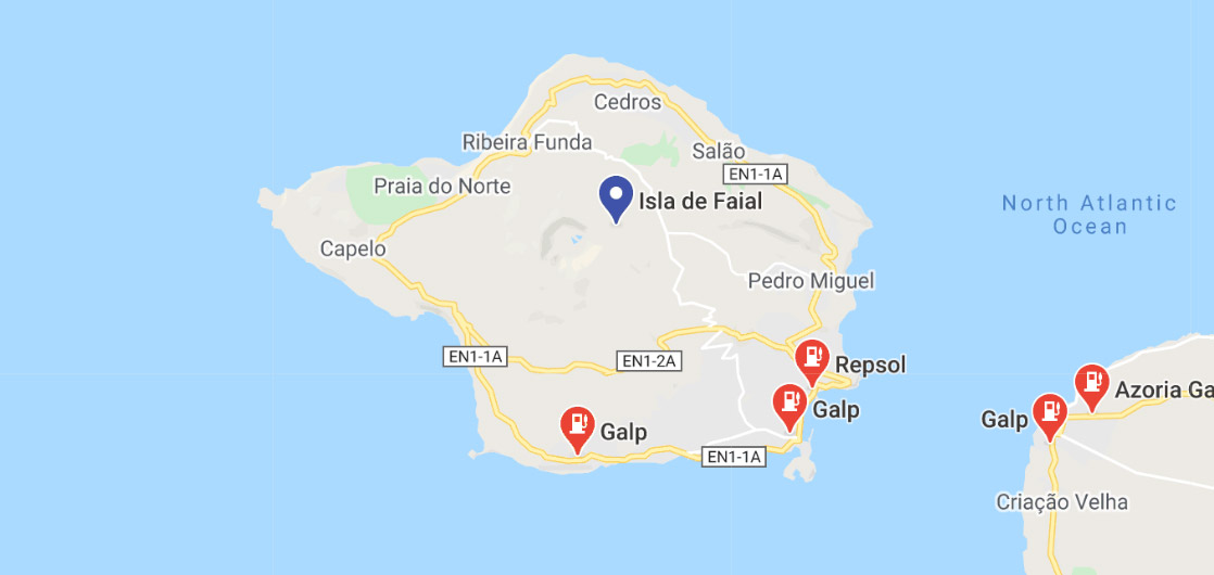 Mapa de Gasolineras en la isla de Faial